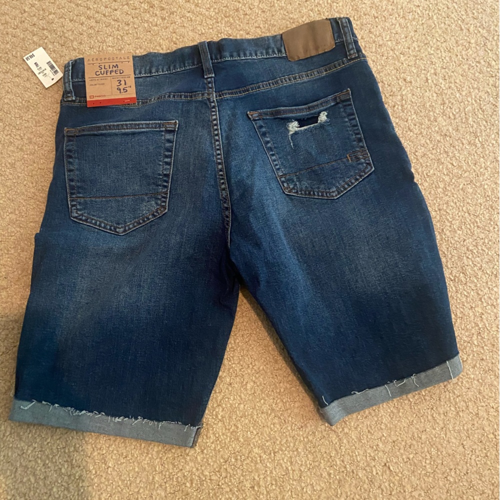 Men's Blue Denim Shorts - Picture 2 of 4
